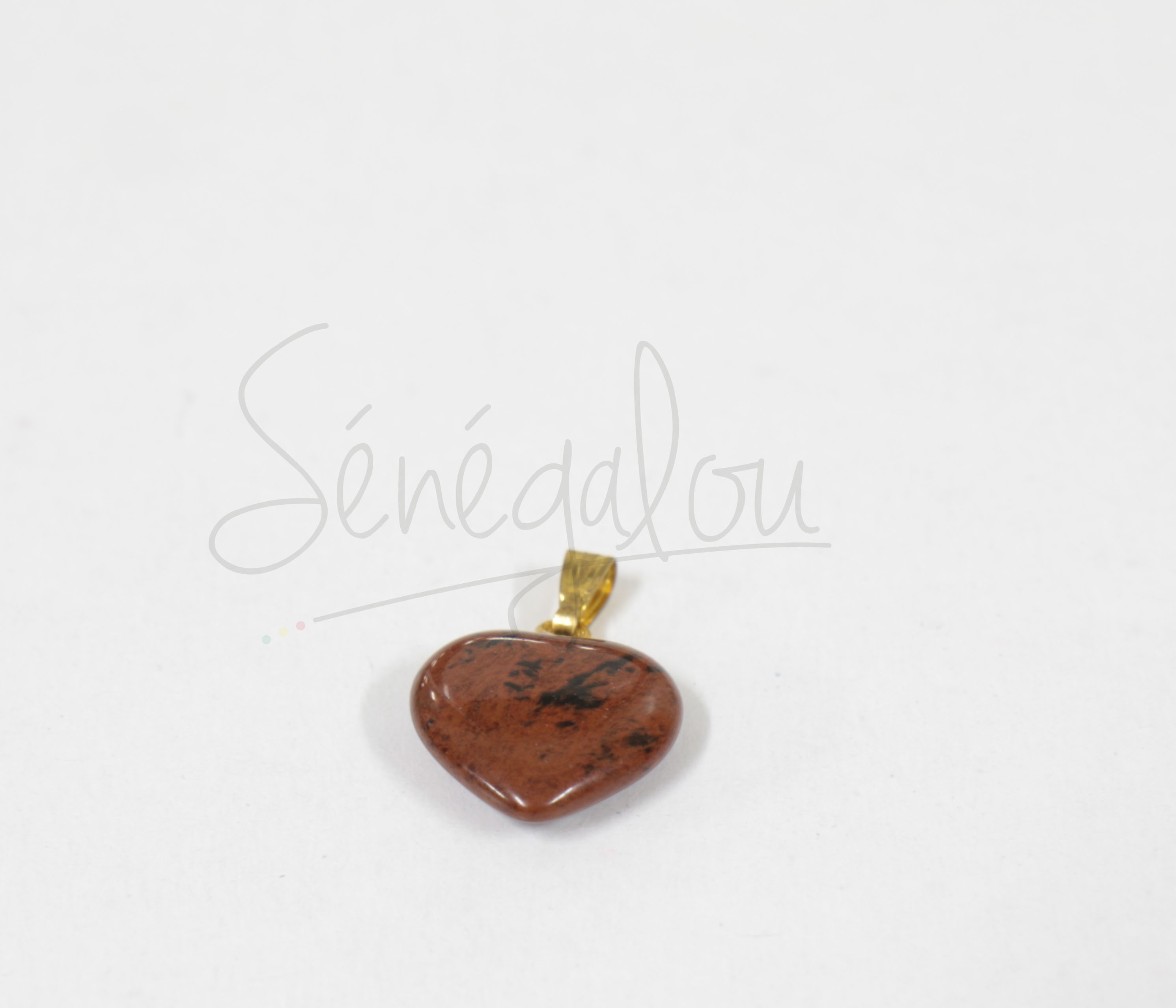 Pendentif Coeur Obsidienne Acajou