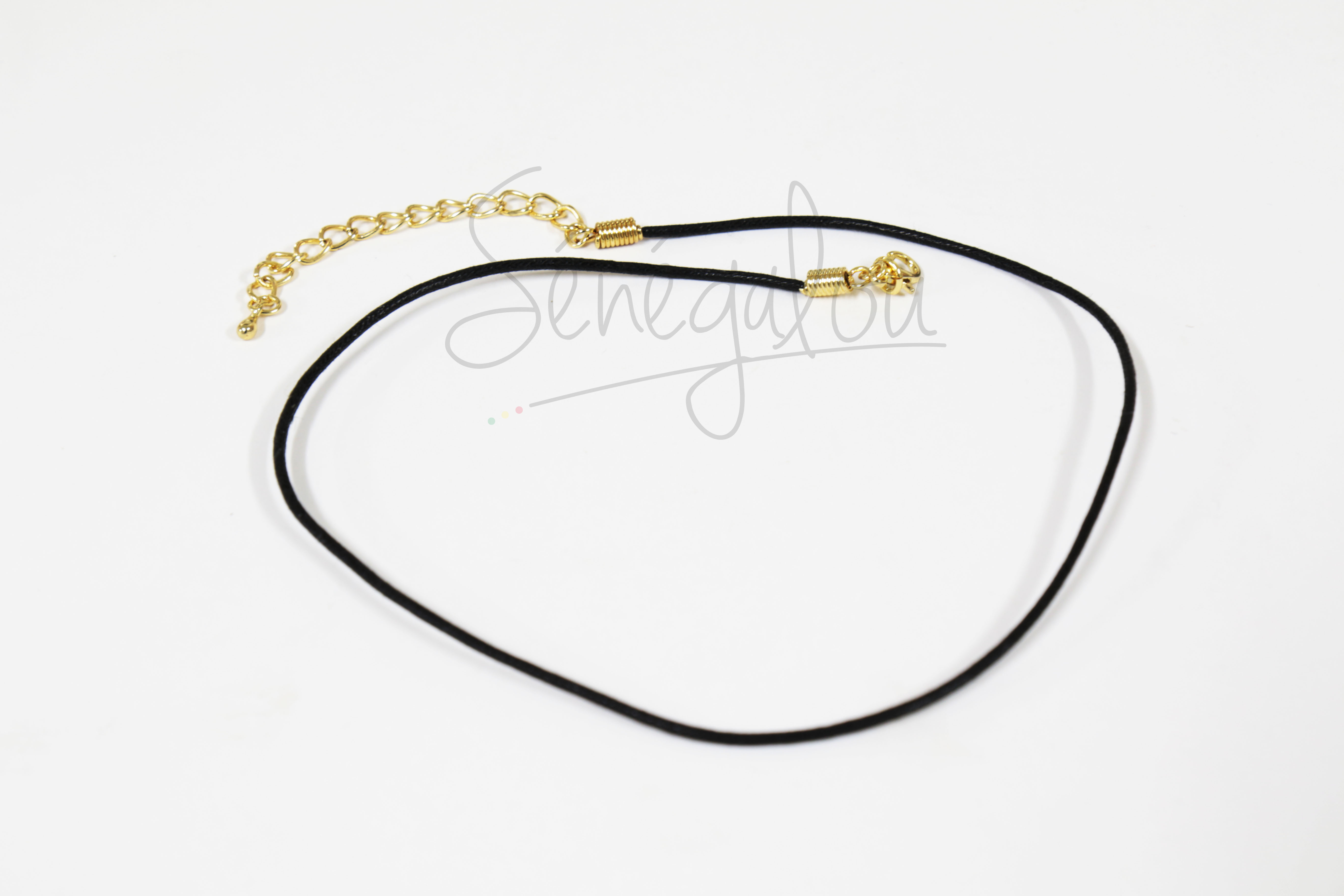 Collier LIKA PARIS - Cordon Noir Avec Pendentif Lune Doré & Bleu - Neuf Sans Emballage