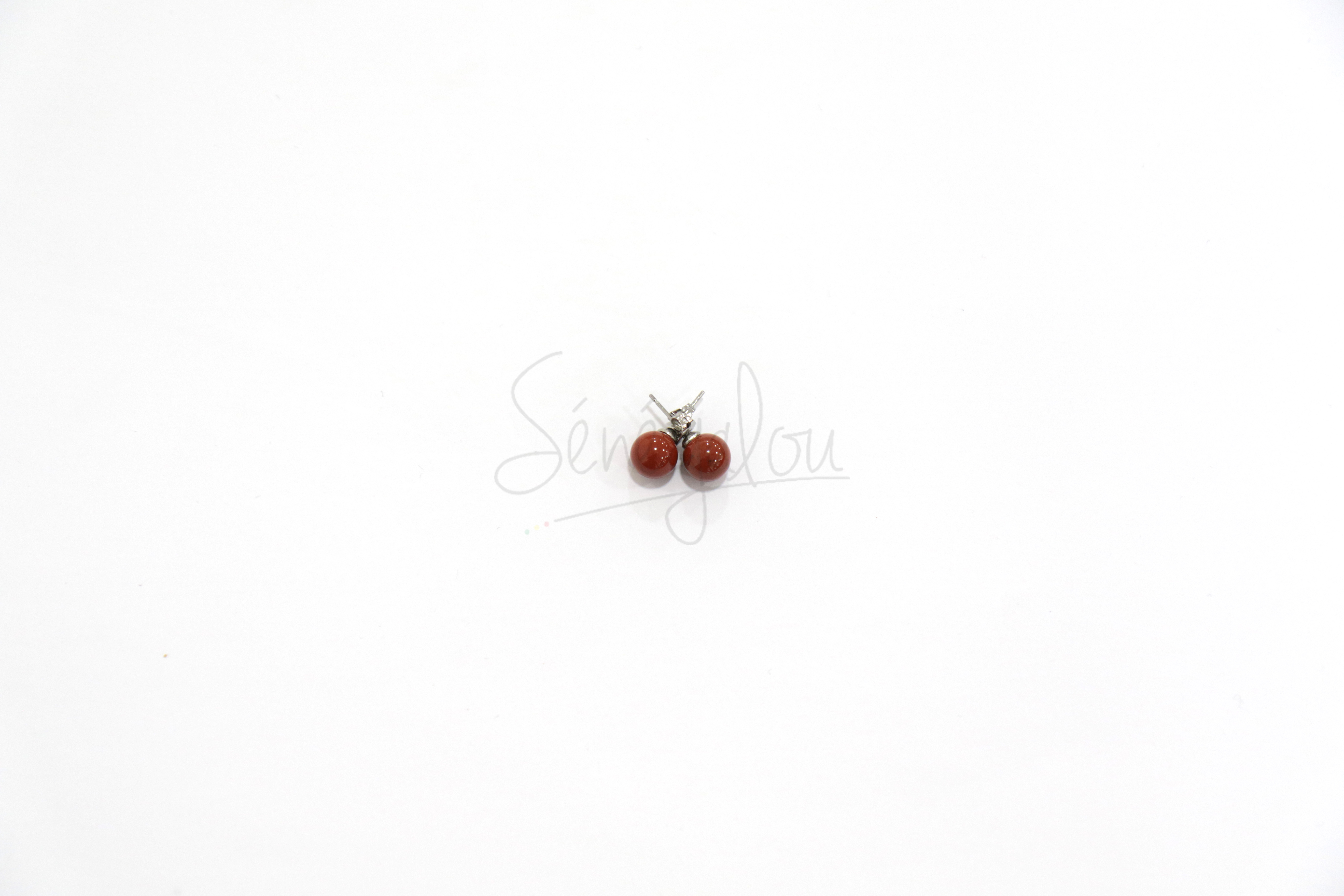 Boucles D’oreilles Jaspe Rouge 8mm