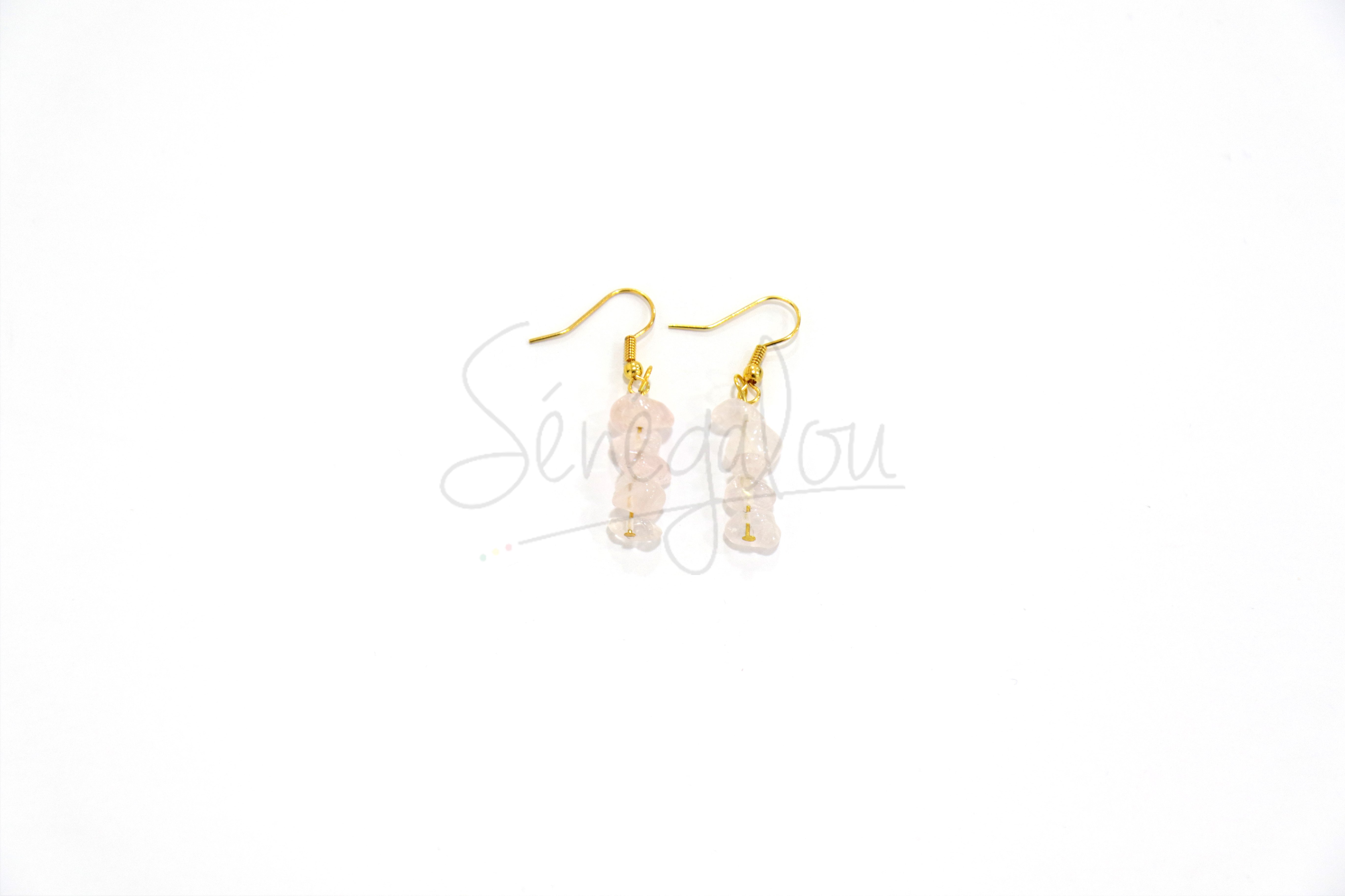 Boucles D’oreilles Baroques Quartz Rose PM