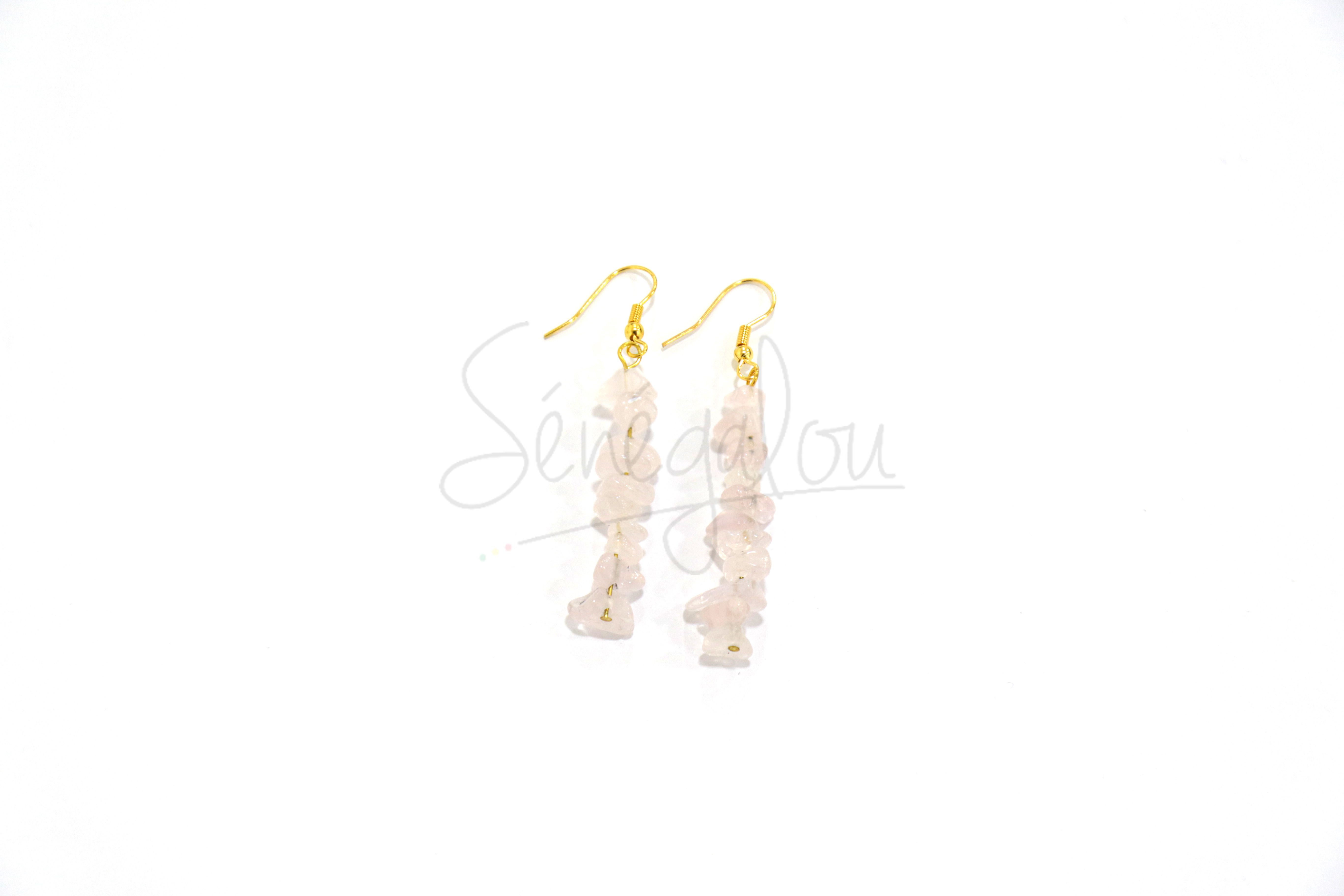 Boucles D’oreilles Baroques Quartz Rose GM