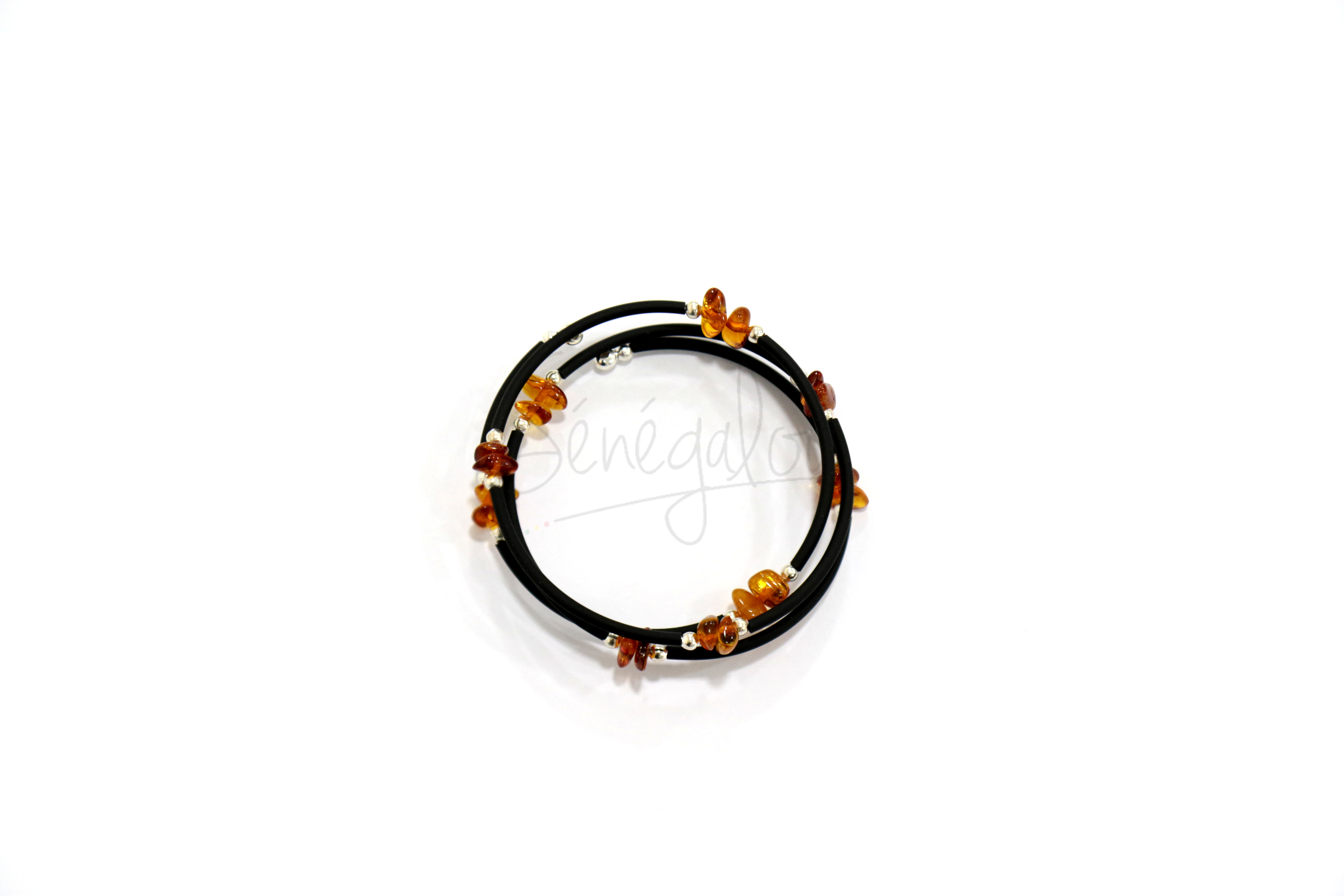 Bracelet Ambre Cordon Noir